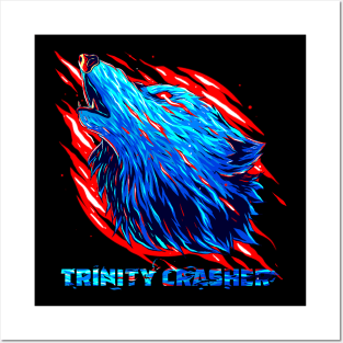 Trinity Crasher Red and blue a Cool full Wolf tee Posters and Art